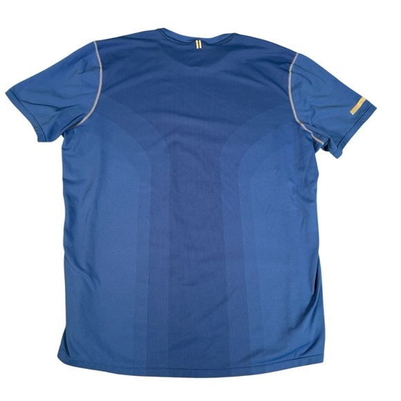 Nike T Shirt  Mens Large Running Crew Neck Swoosh Logo Blue Perforated - Picture 11 of 13